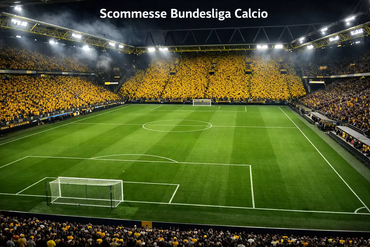 Atmosfera vibrante allo stadio tedesco con tifosi della Bundesliga