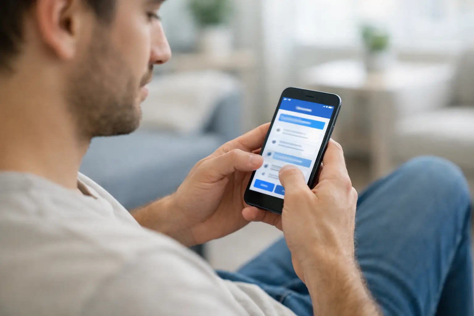 Persona che naviga app su smartphone moderno