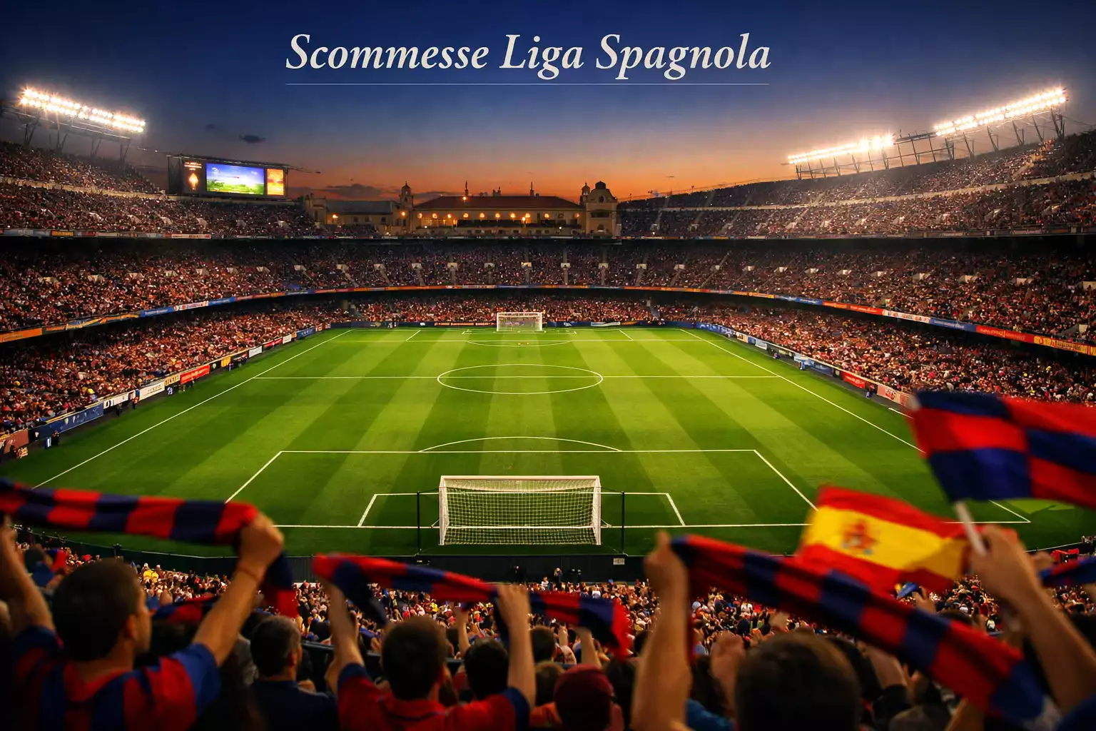 Stadio di calcio spagnolo con tifosi durante una partita della Liga