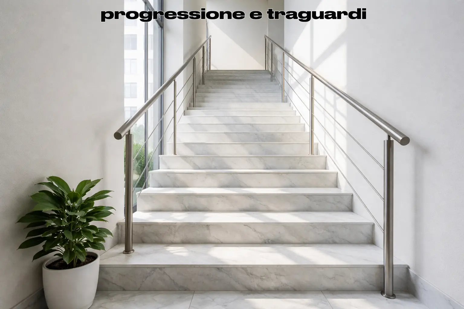 Scala a gradini che rappresenta progressione e traguardi